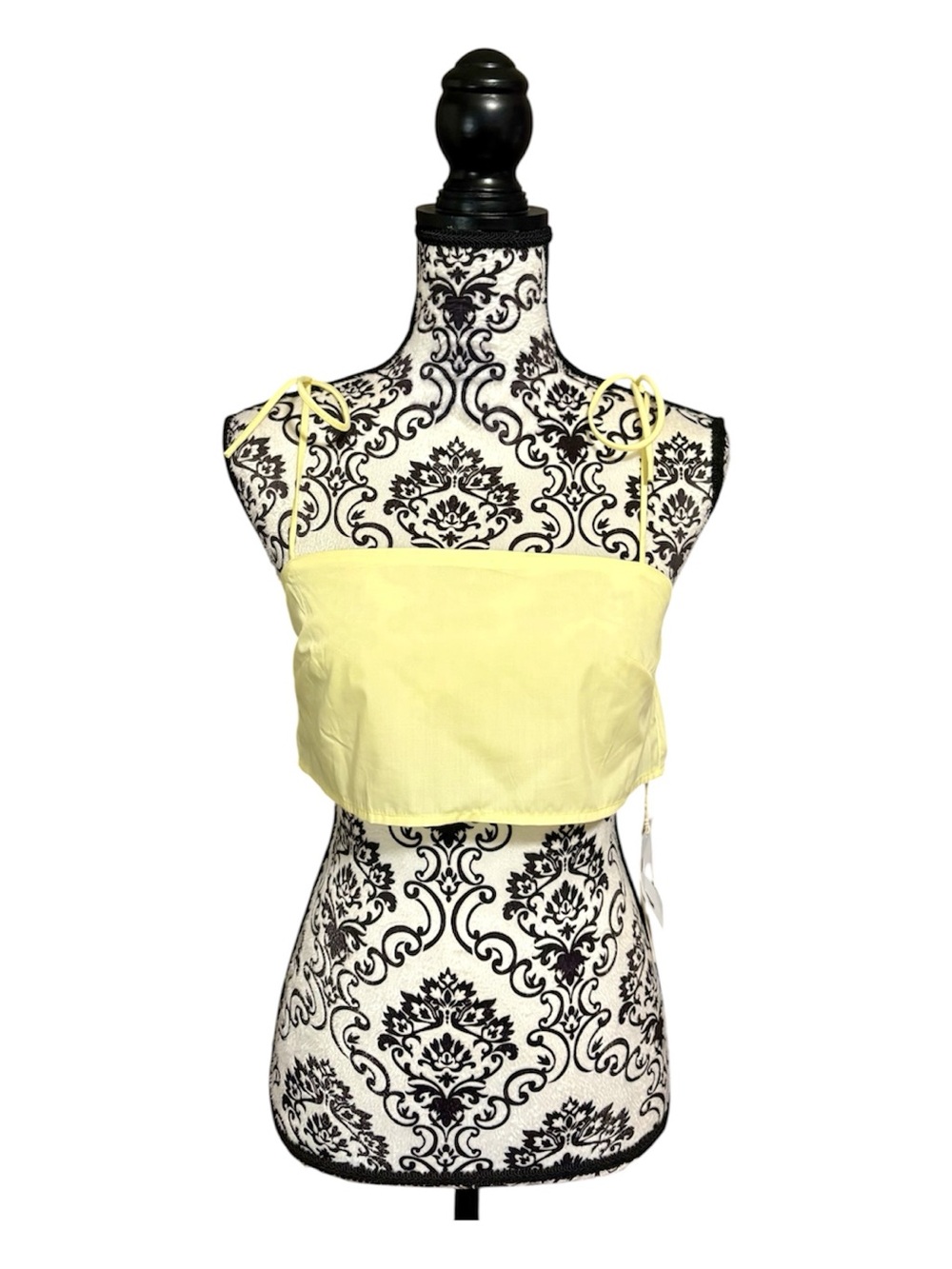 COMMENSE Yellow Tie-Shoulder Crop Top